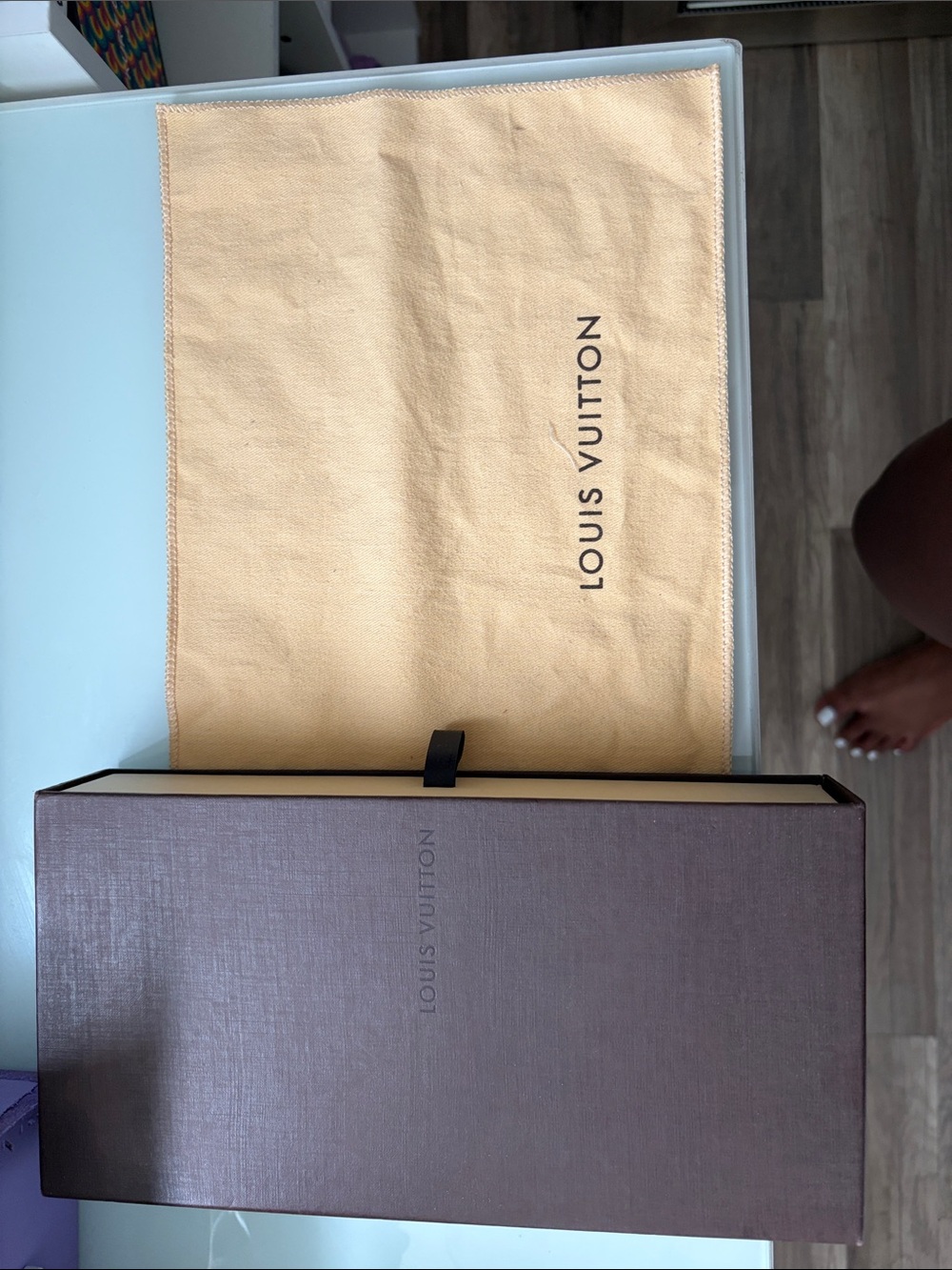 Louis Vuitton Beige Dust Bag with Brown Presentation Box